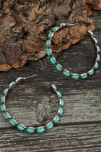 Load image into Gallery viewer, Retro Turquoise Circle C-shaped Earrings