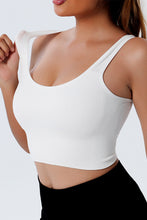 Load image into Gallery viewer, White Seamless U Neck Sleeveless Cropped Yoga Top