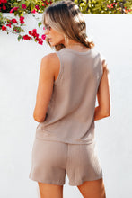 Load image into Gallery viewer, Smoke Gray Corded Sleeveless Top and Pocketed Shorts Set