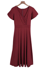 Load image into Gallery viewer, Green Ruffled Sleeve Wrap V Neck Midi Dress