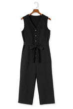 Load image into Gallery viewer, Pink Buttoned Sleeveless Cropped Jumpsuit with Sash