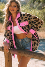 Load image into Gallery viewer, Black Contrast Trimmed Leopard Teddy Shacket