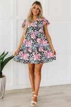 Load image into Gallery viewer, Pink Floral Ricrac Embellished Tiered Mini Dress