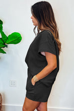 Load image into Gallery viewer, Gray 2pcs Solid Textured Drawstring Shorts Set