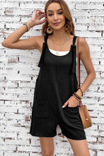 Load image into Gallery viewer, Black Adjustable Straps Pocketed Textured Romper