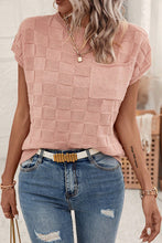 Load image into Gallery viewer, Dusty Pink Lattice Textured Knit Short Sleeve Sweater