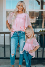 Load image into Gallery viewer, Apricot Flutter Sleeves Sheer Textured Babydoll Top