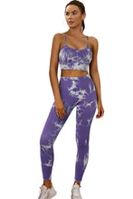 Load image into Gallery viewer, Purple Seamless Tie Dye Two-Piece Workout Set
