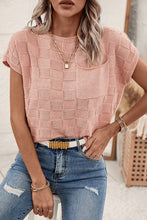 Load image into Gallery viewer, Dusty Pink Lattice Textured Knit Short Sleeve Sweater