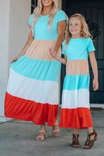 Load image into Gallery viewer, Family Matching Short Sleeve Color Block Adult Maxi Dress