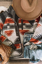 Load image into Gallery viewer, Gray Western Aztec Snap Buttoned Fleece Jacket