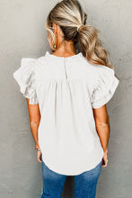 Load image into Gallery viewer, White Smocked Ruffle Sleeve Blouse