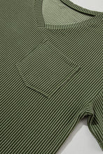 Load image into Gallery viewer, Jungle Green Corded V Neck Chest Pocket Loose T-shirt