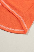 Load image into Gallery viewer, Grapefruit Orange Contrast Trim Exposed Seam V Neck T-shirt