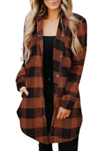 Load image into Gallery viewer, Red Turn-down Collar Plaid Shirt Coat