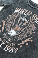 Load image into Gallery viewer, Gray WORLD TOUR Graphic Print Mineral Washed Tee