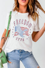 Load image into Gallery viewer, White FREEDOM Eagle Flag Print 1776 Graphic Tee
