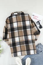 Load image into Gallery viewer, Rose Plaid Print Buttoned Shirt Jacket