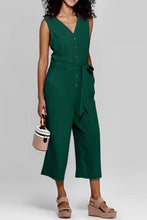Load image into Gallery viewer, Pink Buttoned Sleeveless Cropped Jumpsuit with Sash