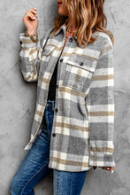 Load image into Gallery viewer, Brown Plaid Print Pocket Women Shacket