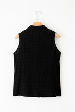 Load image into Gallery viewer, Black Lattice Textured Split Neck Tank Top