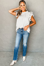 Load image into Gallery viewer, White Smocked Ruffle Sleeve Blouse