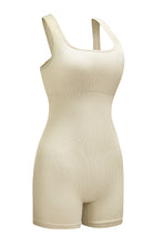 Load image into Gallery viewer, Black Ribbed Square Neck Padded Sports Romper