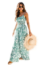 Load image into Gallery viewer, Green Boho Floral Sleeveless Wide Leg Pocket Pants Set