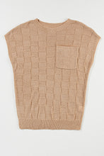 Load image into Gallery viewer, Smoke Gray Lattice Textured Knit Short Sleeve Sweater