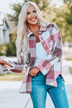 Load image into Gallery viewer, Plaid Color Block Buttoned Long Sleeve Jacket with Pocket