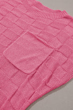 Load image into Gallery viewer, Bright Pink Lattice Textured Knit Short Sleeve Sweater