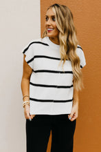 Load image into Gallery viewer, White Striped Batwing Sleeve Sweater Tee