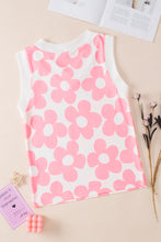 Load image into Gallery viewer, Pink Cute Flower Knitted V Neck Tank Top