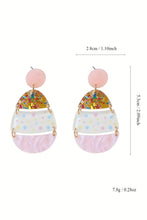 Load image into Gallery viewer, Pink Cute Printed Easter Egg Shape Drop Earrings