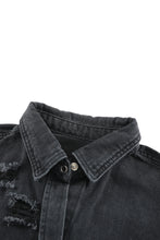 Load image into Gallery viewer, Black Ripped Denim Jacket