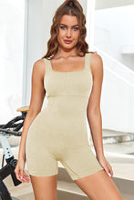 Load image into Gallery viewer, Black Ribbed Square Neck Padded Sports Romper