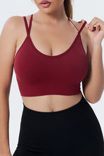 Load image into Gallery viewer, Black Ribbed Knit Strappy Back Sports Bra