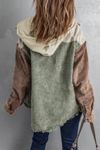 Load image into Gallery viewer, Khaki Patchwork Hooded Corduroy Shacket