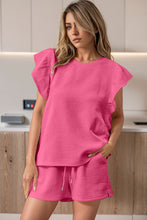 Load image into Gallery viewer, Bonbon Textured Ruffled Sleeve Tee and Drawstring Shorts Set