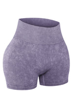 Load image into Gallery viewer, Red Seamless Ribbed Knit Butt Lifter Yoga Shorts