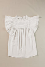 Load image into Gallery viewer, White Smocked Ruffle Sleeve Blouse