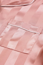 Load image into Gallery viewer, Pink Striped Print Buttoned Shirt and Drawstring Shorts Lounge Set