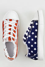 Load image into Gallery viewer, Blue American Flag Lace-up Canvas Flat Shoes