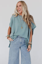 Load image into Gallery viewer, Apricot Ribbed Knit Batwing Sleeve Tunic Oversized T Shirt