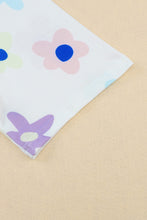 Load image into Gallery viewer, White Flower Print Short Sleeve High Waist Two Piece Shorts Set