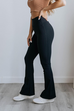Load image into Gallery viewer, Black High Waist Tummy Control Flared Sports Pants
