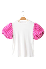 Load image into Gallery viewer, White Contrast Tweed Puff Sleeve Top