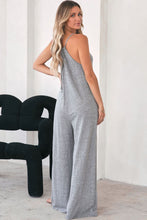 Load image into Gallery viewer, Black Loose Fit Side Pockets Spaghetti Strap Wide Leg Jumpsuit