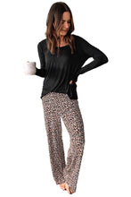 Load image into Gallery viewer, Long Sleeve Top and Leopard Print Pants Lounge Set