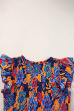 Load image into Gallery viewer, Dark Blue Boho Floral V Neck Ruffle Tiered Long Dress